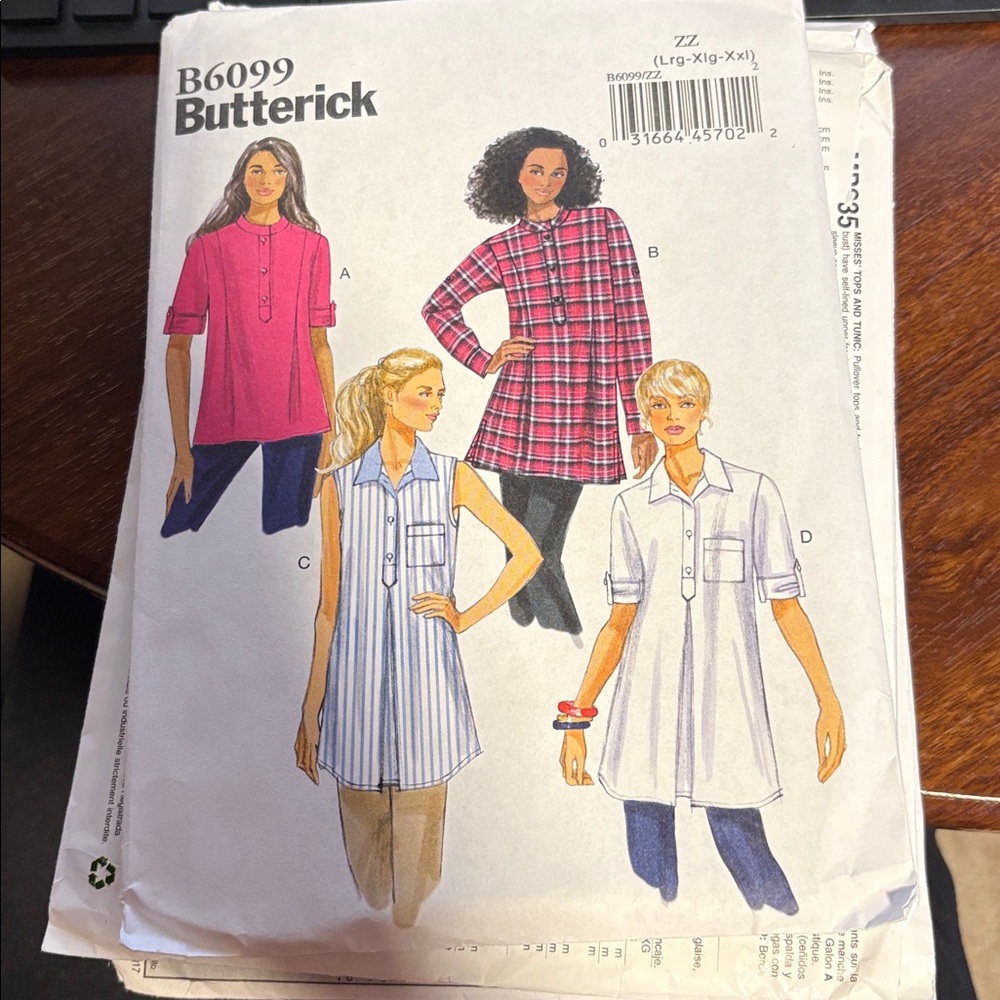 Butterick Pattern B6099 for Misses' Tunics